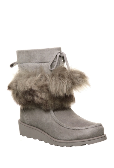 Incaltaminte femei bearpaw arden suede genuine sheepskin faux fur short boot gray fog 051