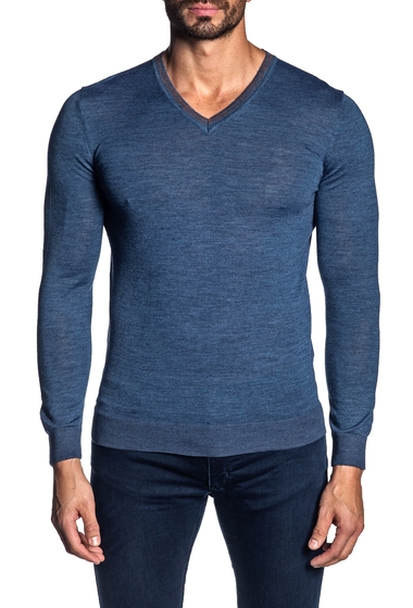 Imbracaminte barbati jared lang v-neck knit pullover sweater blue