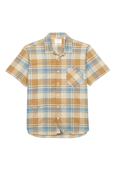 Imbracaminte barbati billy reid scout plaid short sleeve regular fit cotton shirt natural