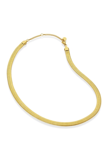 Bijuterii femei savvy cie 18k gold herringbone wide chain necklace yellow