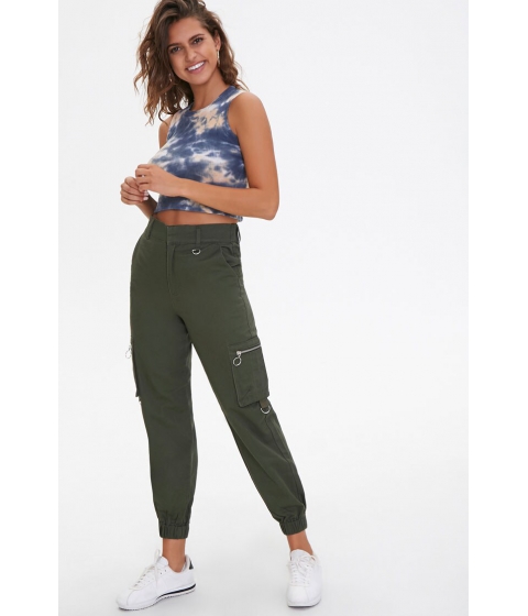 Imbracaminte femei forever21 ankle cargo joggers olive