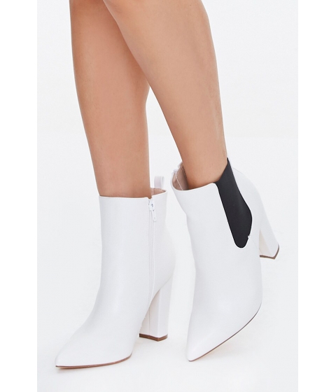 Incaltaminte femei forever21 pointed toe chelsea boots white