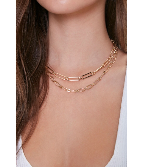 Bijuterii femei forever21 layered anchor chain necklace gold