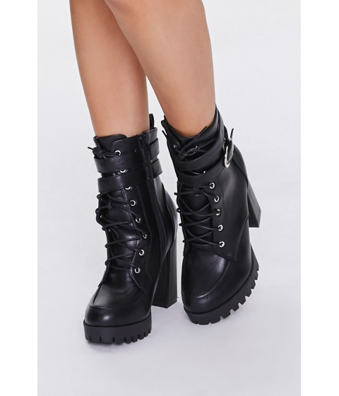 Incaltaminte femei forever21 lug sole block heel ankle boots black