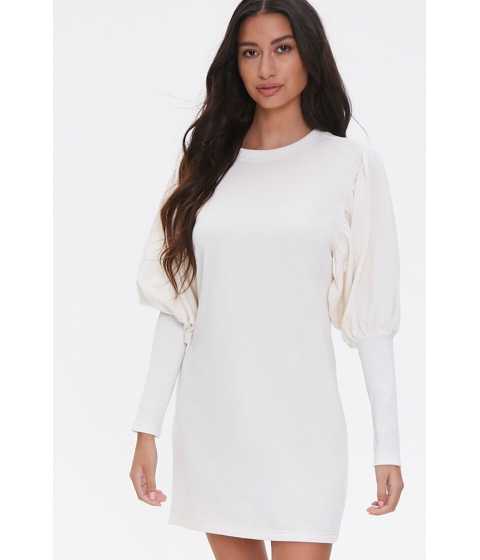 Imbracaminte femei forever21 french terry gigot-sleeve dress ivory