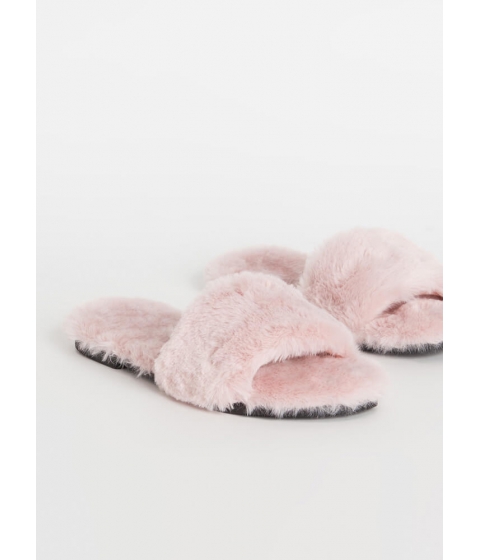 Incaltaminte femei cheapchic soft expression faux fur slide sandals pink