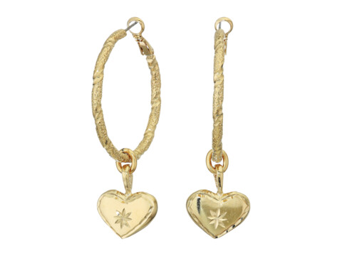 Bijuterii femei vanessa mooney the etched heart hoop earrings gold