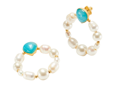 Bijuterii femei kate spade new york pearl drops hoops earrings turquoise