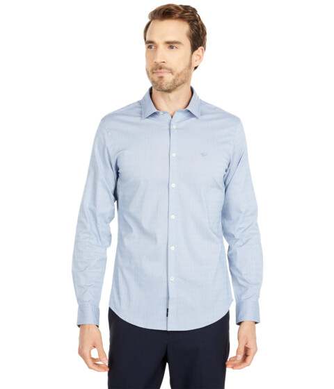Imbracaminte barbati dockers long sleeve slim fit supreme flex poplin shirt illusion blue pattern