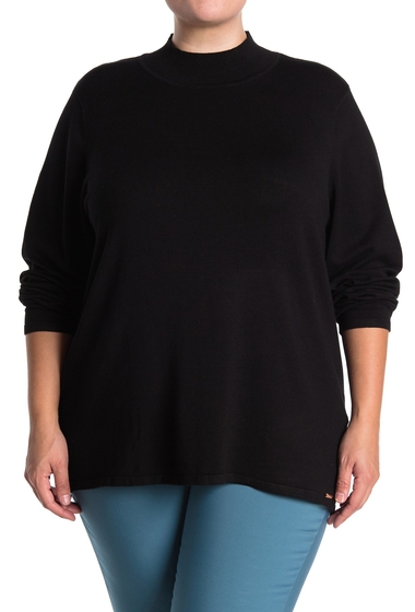 Imbracaminte femei t tahari mock neck pullover sweater plus size black