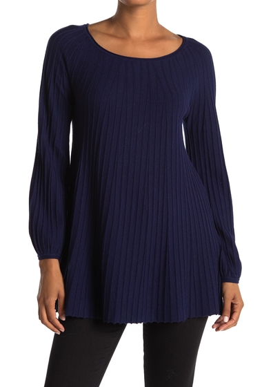Imbracaminte femei max studio ribbed knit blouson sleeve sweater navy