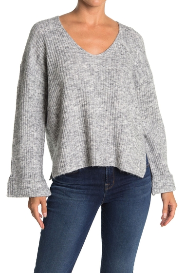 Imbracaminte femei heartloom bell sleeve v-neck pullover sweater heather