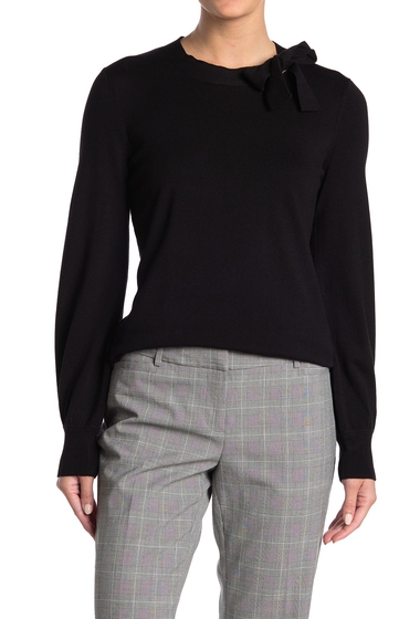 Imbracaminte femei adrianna papell solid tie neck sweater black