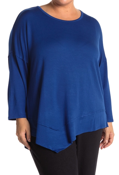 Imbracaminte femei bobeau asymmetrical solid 34 sleeve top plus size true blue