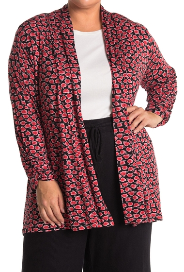 Imbracaminte femei bobeau knit patterned open front cardigan plus size blackred