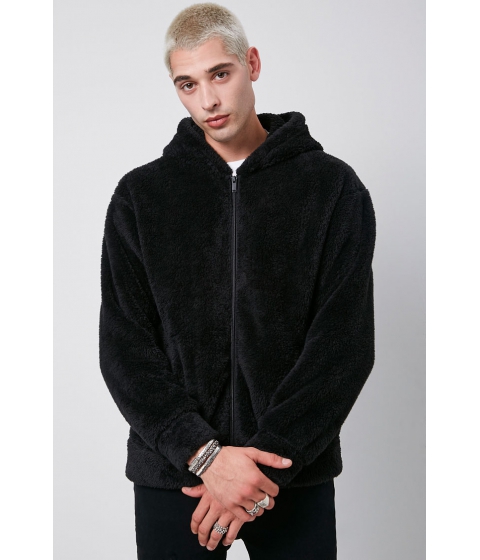 Imbracaminte barbati forever21 hooded teddy jacket black