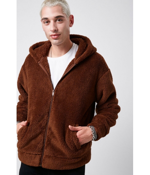 Imbracaminte barbati forever21 hooded teddy jacket brown