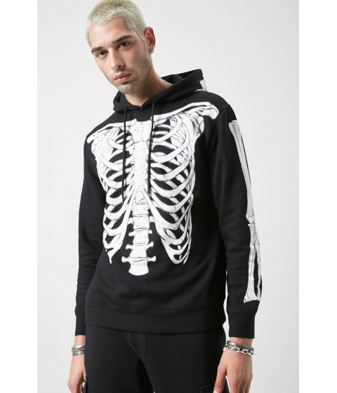 Imbracaminte barbati forever21 skeleton graphic hoodie blackwhite