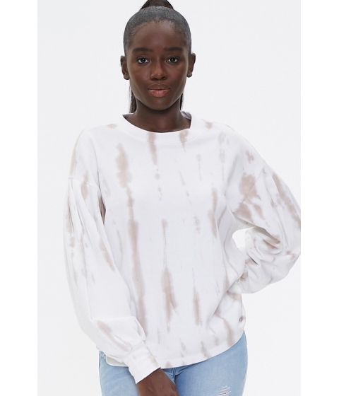 Imbracaminte femei forever21 tie-dye wash pullover top taupewhite
