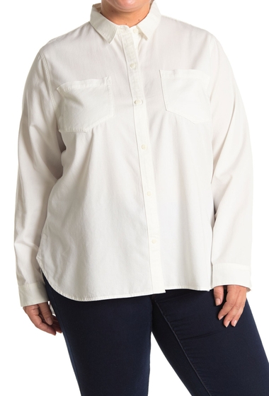 Imbracaminte femei madewell ex-boyfriend long sleeve button front shirt plus pure white