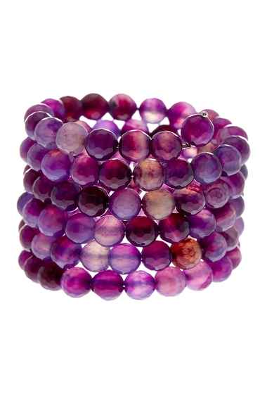 Bijuterii femei savvy cie multi purple faceted agate 5-wrap coil bracelet purple