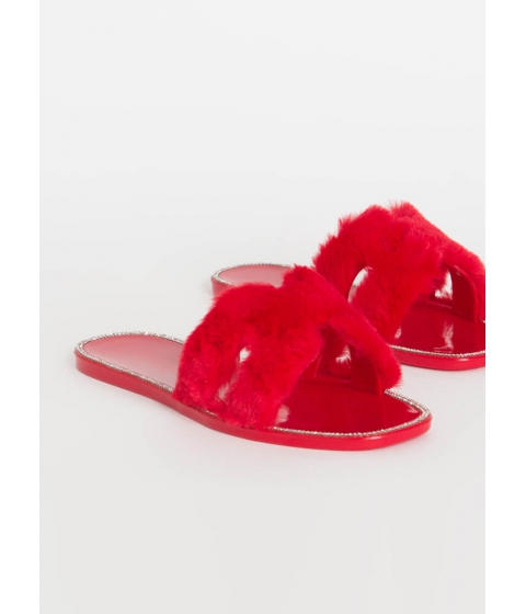 Cheap&chic Incaltaminte femei cheapchic fur some sparkle cut-out slide sandals red