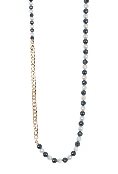 Bijuterii femei carolee two-tone imitation pearl curb chain necklace gold pl md multi