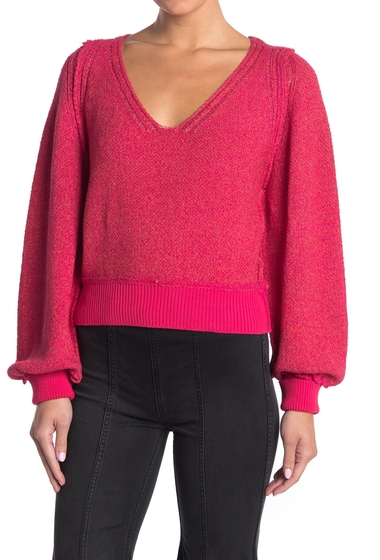 Imbracaminte femei free people riptide v-neck sweater hot pink combo