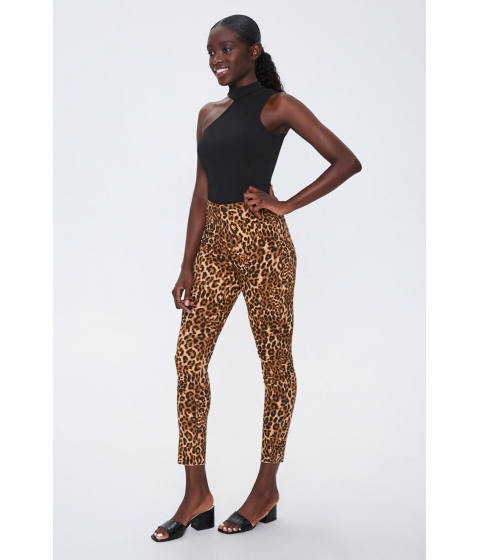 Imbracaminte femei forever21 leopard print skinny jeans tanbrown