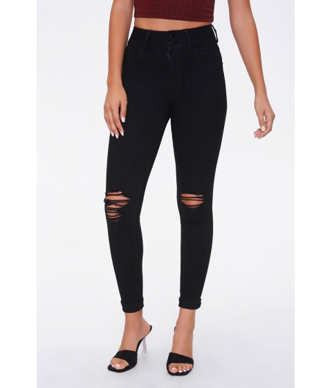 Imbracaminte femei forever21 curvy fit high-rise jeans black