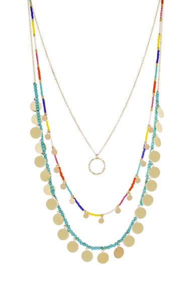 Bijuterii femei panacea multi-color beaded disk layer necklace multi
