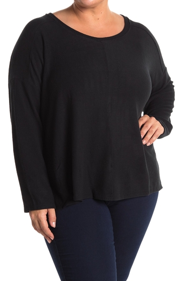 Imbracaminte femei h by bordeaux seamed brushed hacci sweater plus size black
