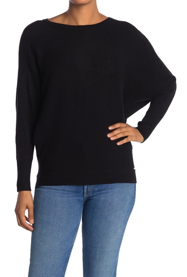Imbracaminte femei t tahari ribbed dolman sleeve pullover sweater black