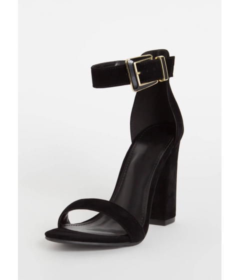 Cheap&chic Incaltaminte femei cheapchic all velvet chunky ankle strap heels black