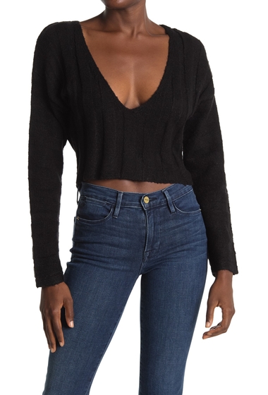 Imbracaminte femei hyfve ribbed v-neck cropped sweater black