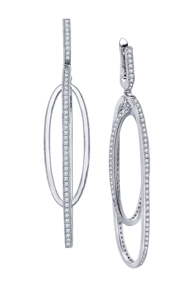 Bijuterii femei lafonn platinum plated sterling silver simulated diamond micro pave long geometric chandelier earrings white