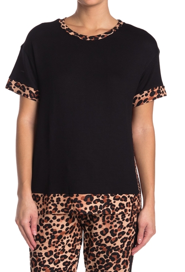 Imbracaminte femei kensie leopard print pajama t-shirt black