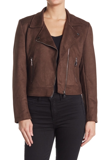 Imbracaminte femei vigoss faux suede moto jacket brown