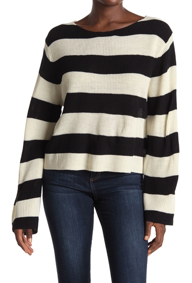 Imbracaminte femei poof striped pullover sweater blackivory