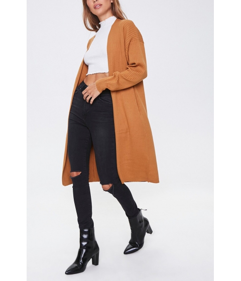 Imbracaminte femei forever21 ribbed duster cardigan brown
