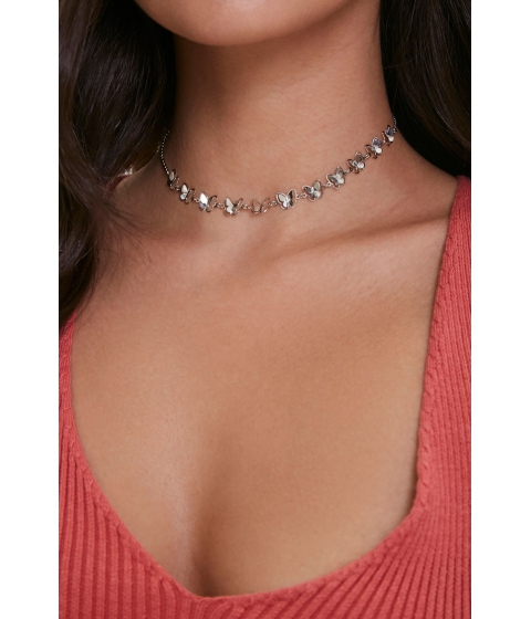 Bijuterii femei forever21 butterfly charm choker necklace silver