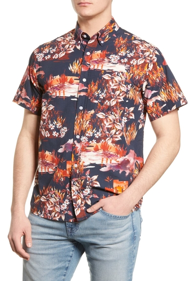 Imbracaminte barbati nn07 tyrion slim fit floral print button-down shirt 605 navy print