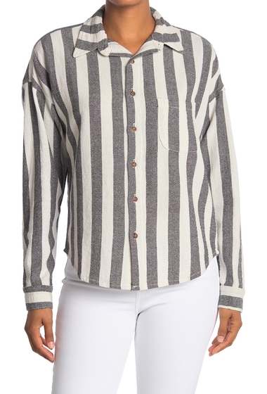 Imbracaminte femei nsf clothing rhodes button down shirt black stripe