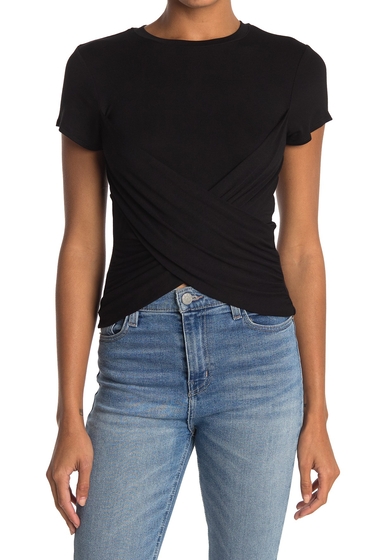 Imbracaminte femei socialite twist front t-shirt solid blac