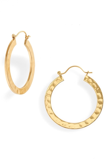 Bijuterii femei madewell flat hammered hoop earrings vintage gold