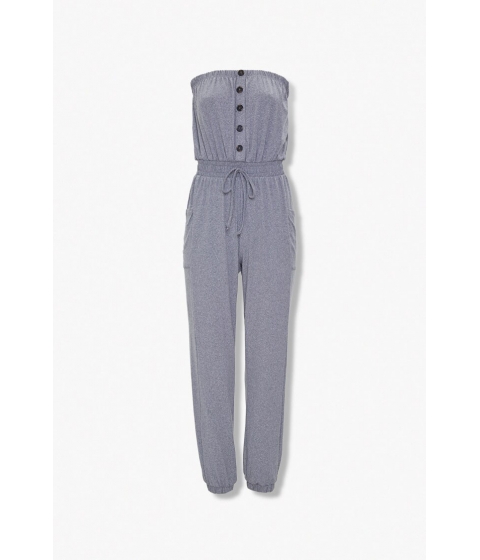Imbracaminte femei forever21 strapless button-front jumpsuit heather grey