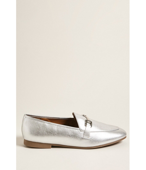 Incaltaminte femei forever21 metallic pointed loafers silver