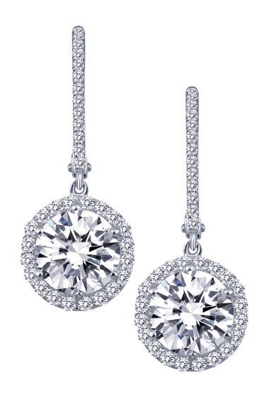 Bijuterii femei lafonn platinum plated sterling silver simulated diamond halo dangle earrings white