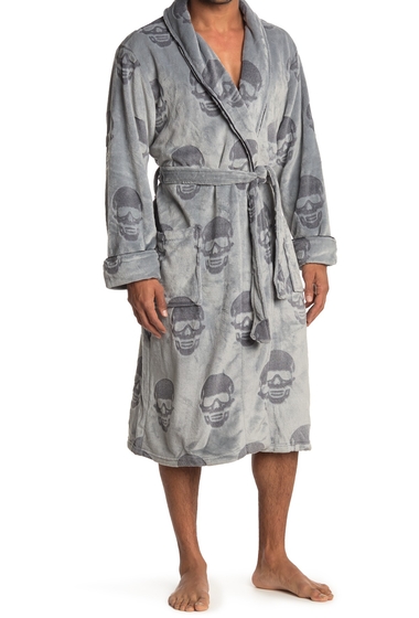 Imbracaminte barbati robert graham skull print long wrap robe grey prt