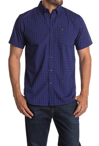 Imbracaminte barbati obey riggs woven short sleeve slim fit shirt navy